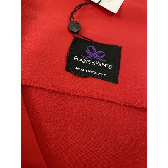 Women’s Red Cutout Ruffle Midi Fit Flare Dress Medium, Size 6US Imported NWT - Picture 9 of 9